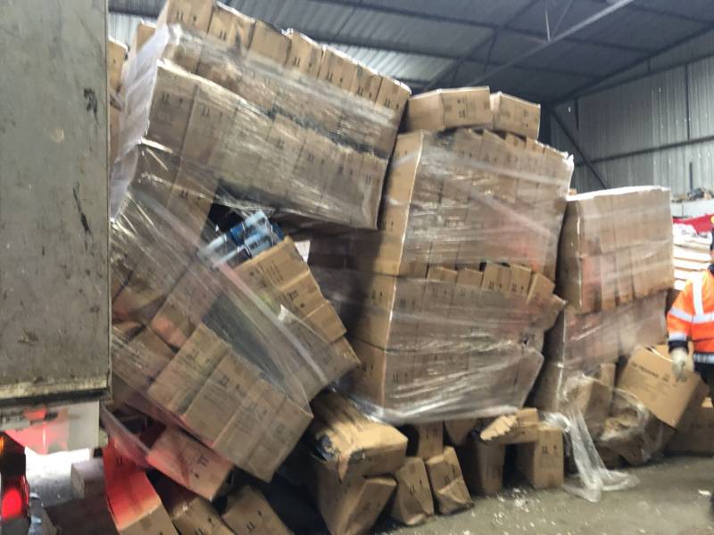 destruction marchandise vrac carton sur palette non conforme